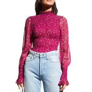 Floral Pink Sheer Sleeve Top